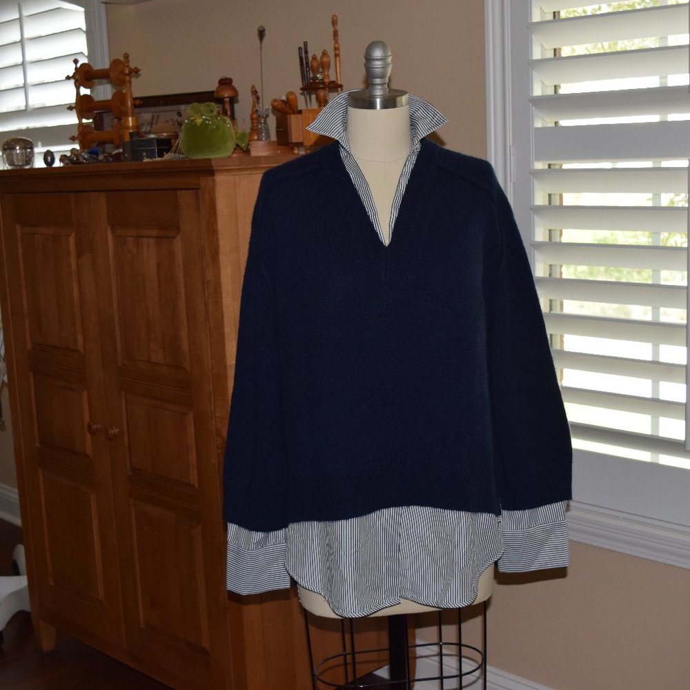 Brochu Walker Looker sweater, with navy & white under pieces,M